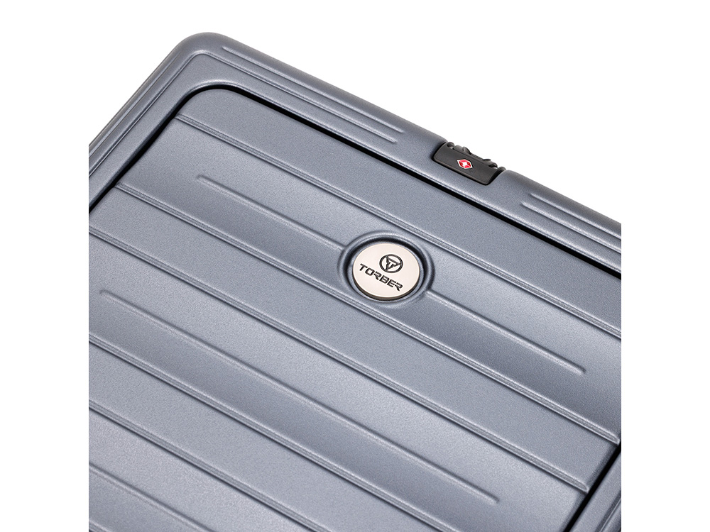 Чемодан TORBER БАЙКАЛ, тёмно-серый металлик, поликарбонат, 37,5 x 20 х 54 см, 37 л — изображение 9