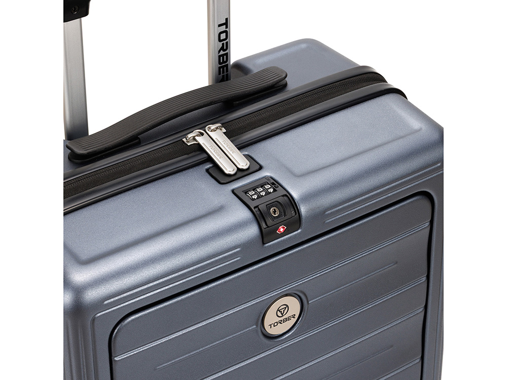 Чемодан TORBER БАЙКАЛ, тёмно-серый металлик, поликарбонат, 37,5 x 20 х 54 см, 37 л — изображение 8