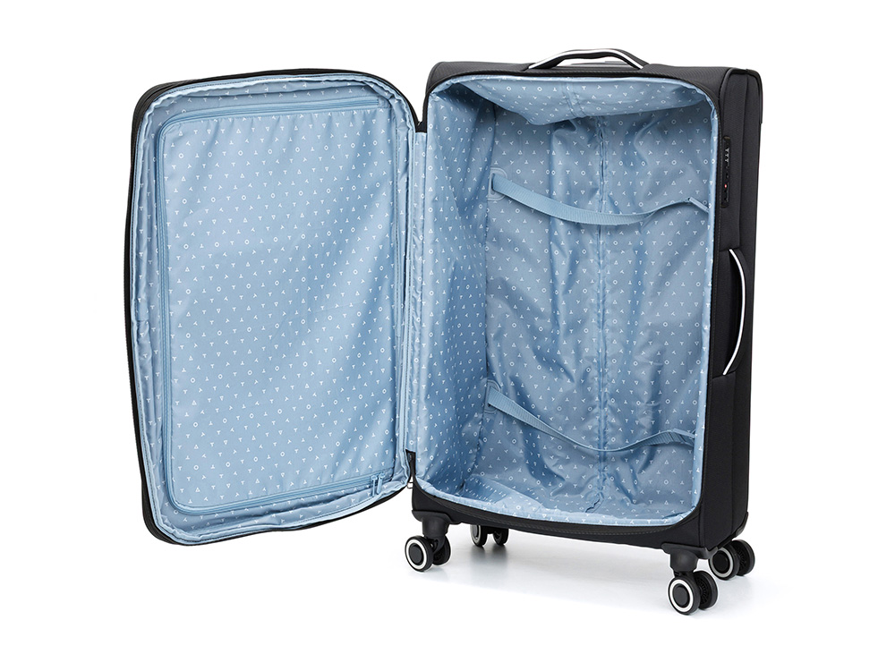 Чемодан TORBER НЕРО, чёрный, переработанный ПЭТ, 48 х 28 х 79 см, 90 л — изображение 6