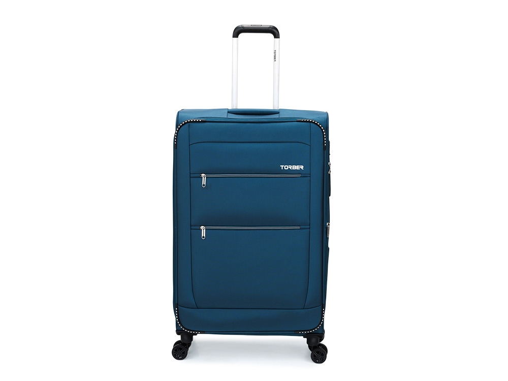 Чемодан TORBER ВИВИ, синий, полиэстер, 48 х 28 х 78 см, 89 л — изображение 2
