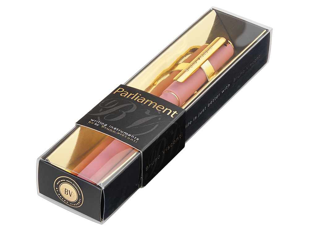 Ручка пластиковая шариковая Parliament, 0,7 мм, синие чернила, розовый/золотистый — изображение 4