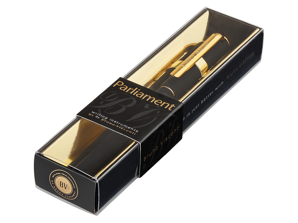 Ручка пластиковая шариковая Parliament, 0,7 мм, синие чернила, черный/золотистый — изображение 4