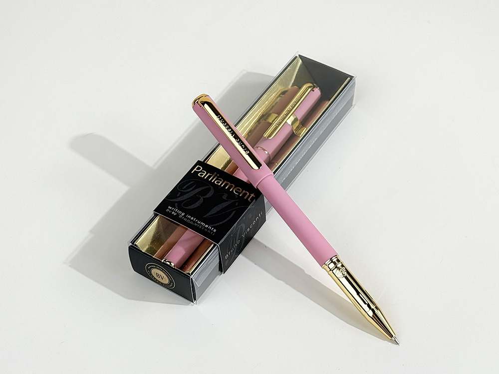 Ручка пластиковая шариковая Parliament, 0,7 мм, синие чернила, розовый/золотистый — изображение 5