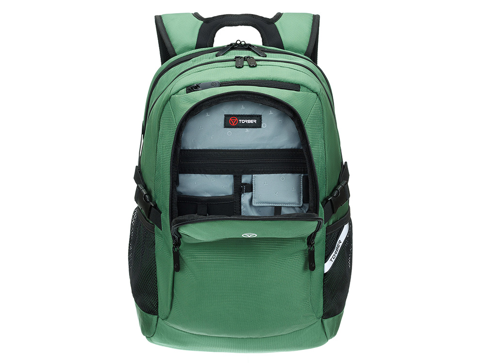 Рюкзак TORBER МЕГАПОЛИС с отделением для ноутбука 16, зеленый, полиэстер, 47 х 34 x 28 см — изображение 5