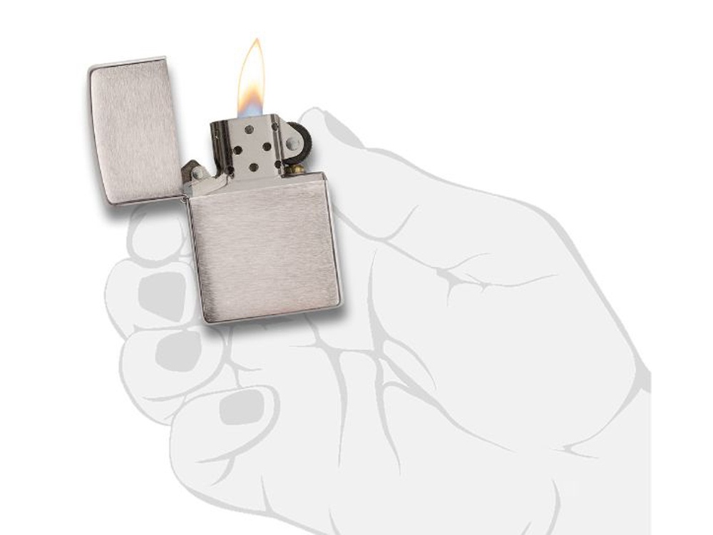 Зажигалка ZIPPO Armor™ c покрытием Brushed Chrome, латунь/сталь, серебристая, матовая, 38x13x57 мм — изображение 4