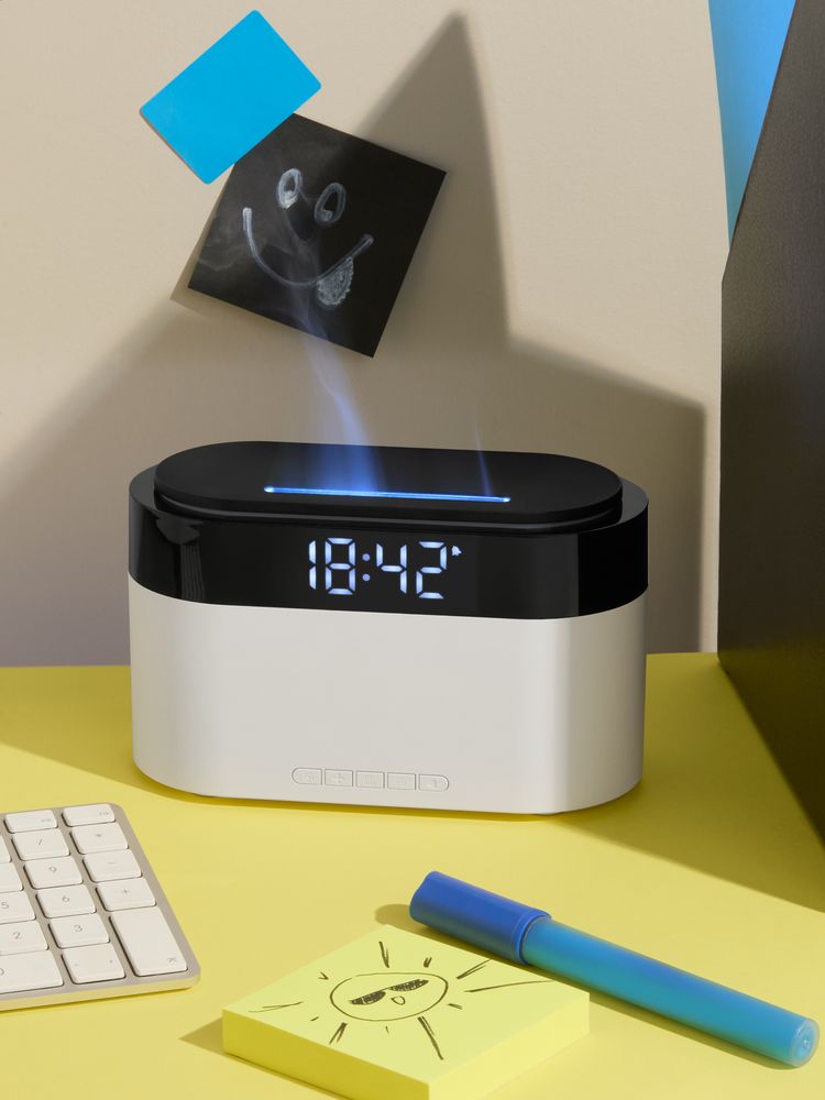 Увлажнитель-ароматизатор с часами и подсветкой ClockWave, белый — изображение 2