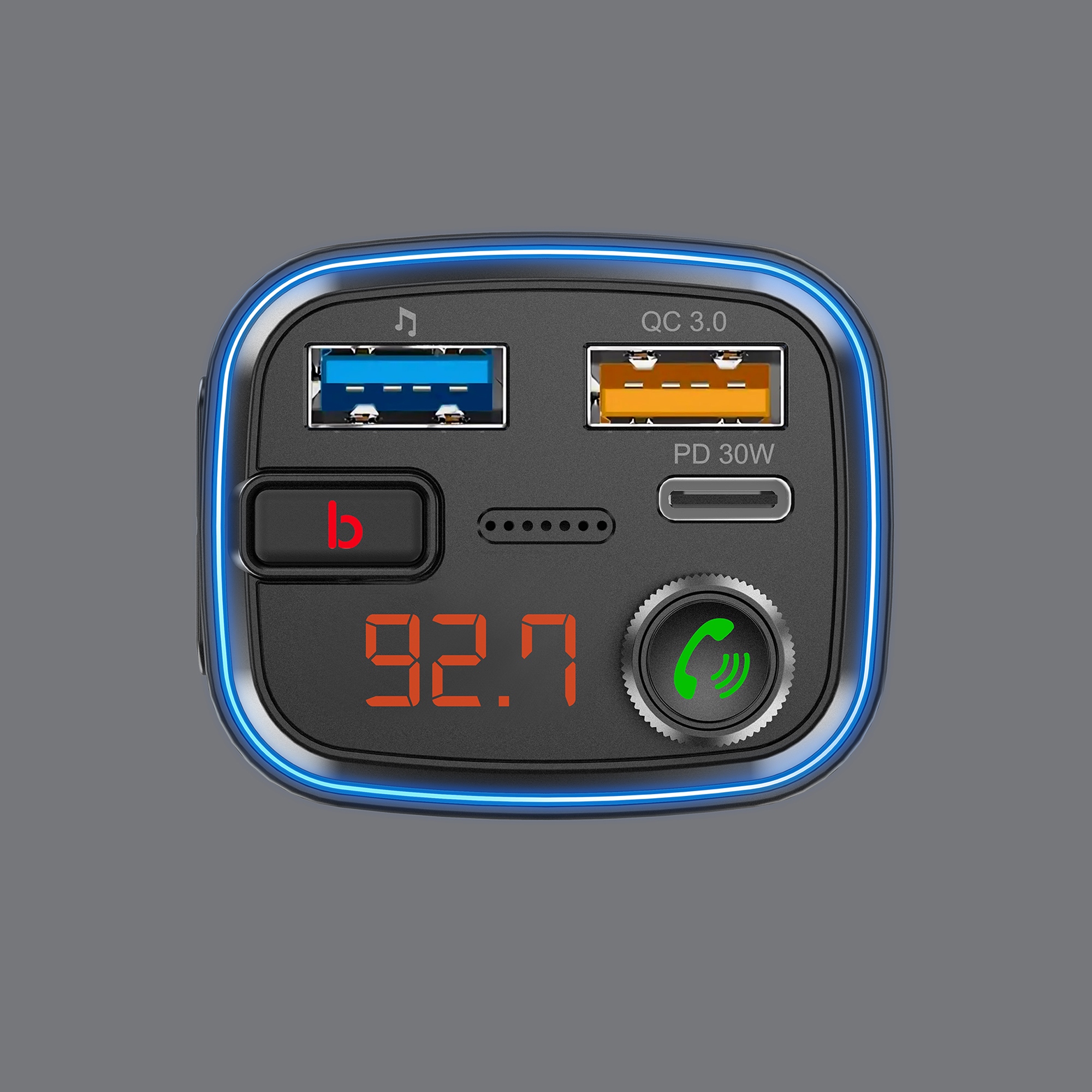 FM-трансмиттер Wave Pro, QC/PD, LED, 48Вт, ENC, Bass boost, черный, Deppa — изображение 4