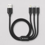 Дата-кабель 3 в 1: micro USB, USB-C, Ligthning, алюминий, 1.2м, черный, Deppa