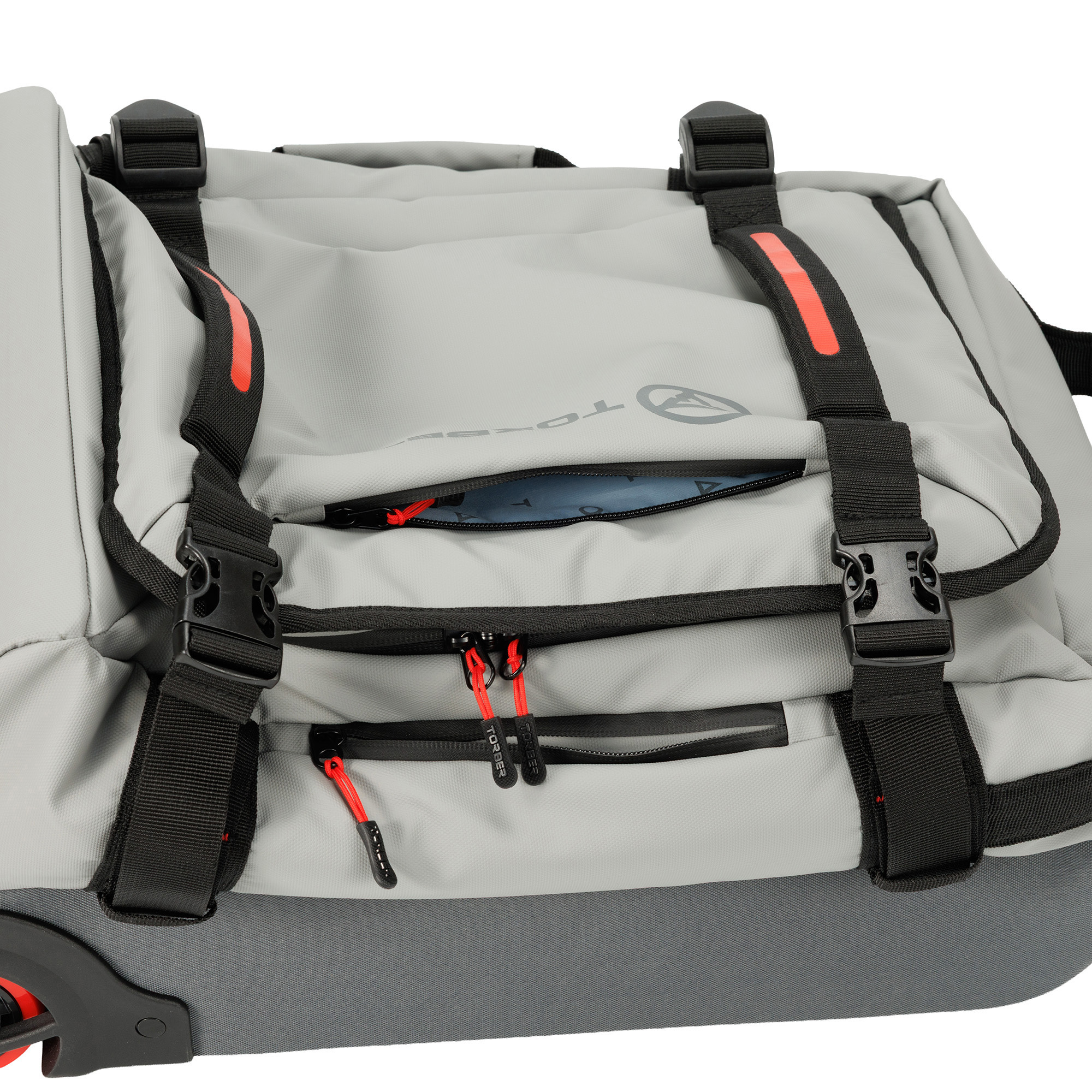 Сумка на колесах TORBER РИТМ, серый, полиэстер 900D с PU покрытием, 49 x 35,5 x 26 см, 35 л — изображение 8