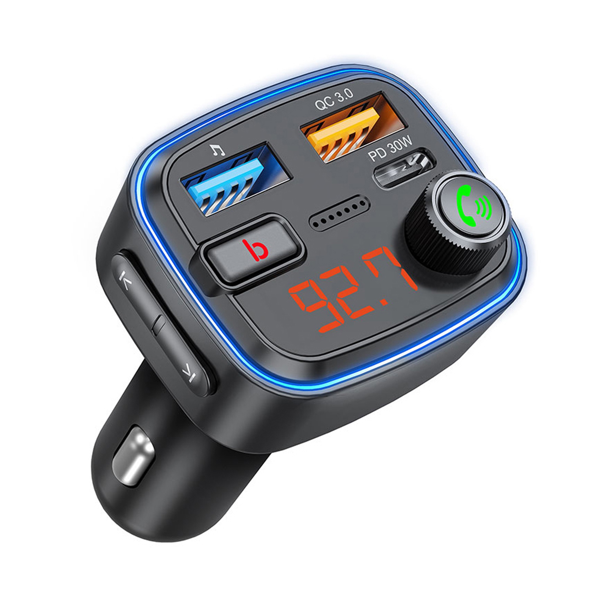 FM-трансмиттер Wave Pro, QC/PD, LED, 48Вт, ENC, Bass boost, черный, Deppa — изображение 2