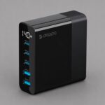 Зарядная станция 3xUSB Type-C, 2xUSB, PD, QC, 140Вт, черный, Deppa