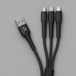 Дата-кабель Armor 3 в 1: micro USB, USB-C, Ligthning, 1.2м, черный, Deppa