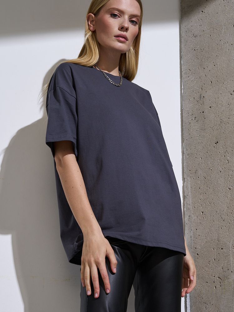 Футболка Oversize Premium, темно-серая (антрацит) — изображение 4