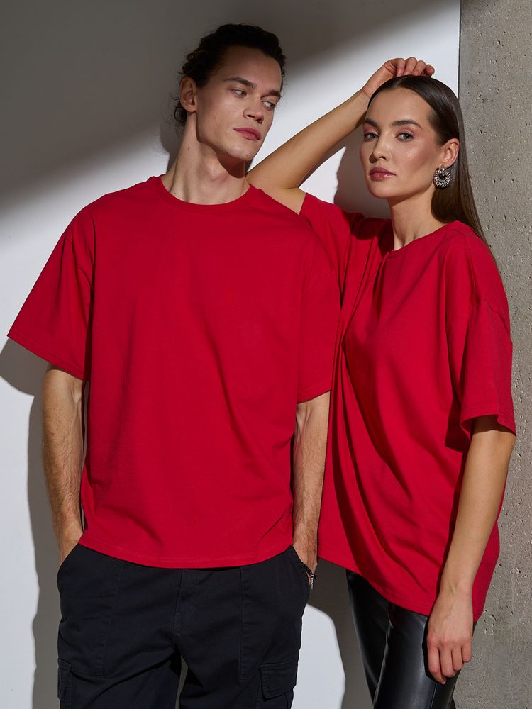Футболка Oversize Premium, красная — изображение 11