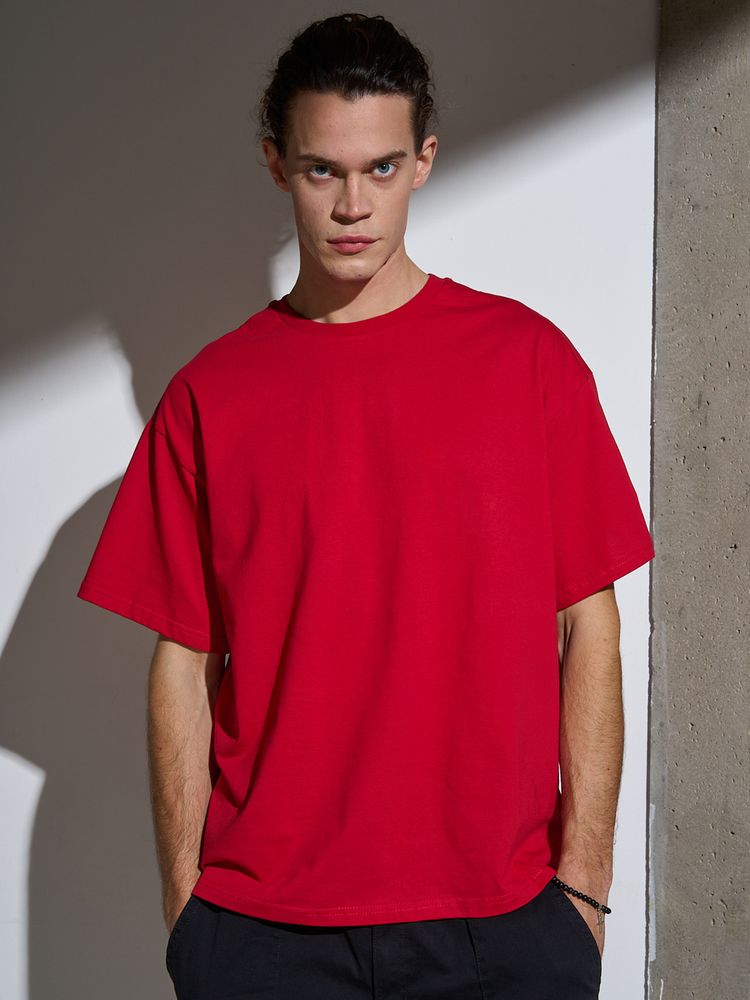 Футболка Oversize Premium, красная — изображение 8