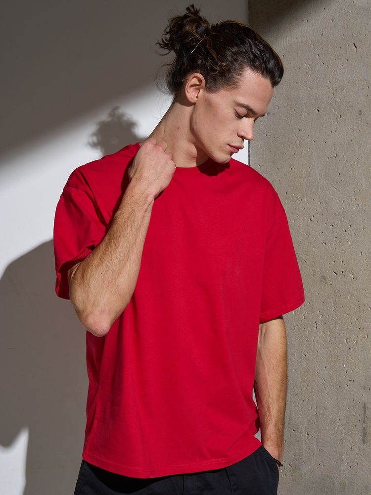 Футболка Oversize Premium, красная — изображение 7