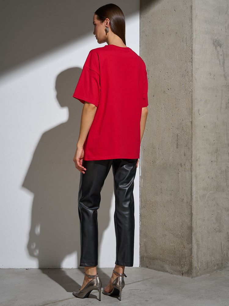 Футболка Oversize Premium, красная — изображение 6