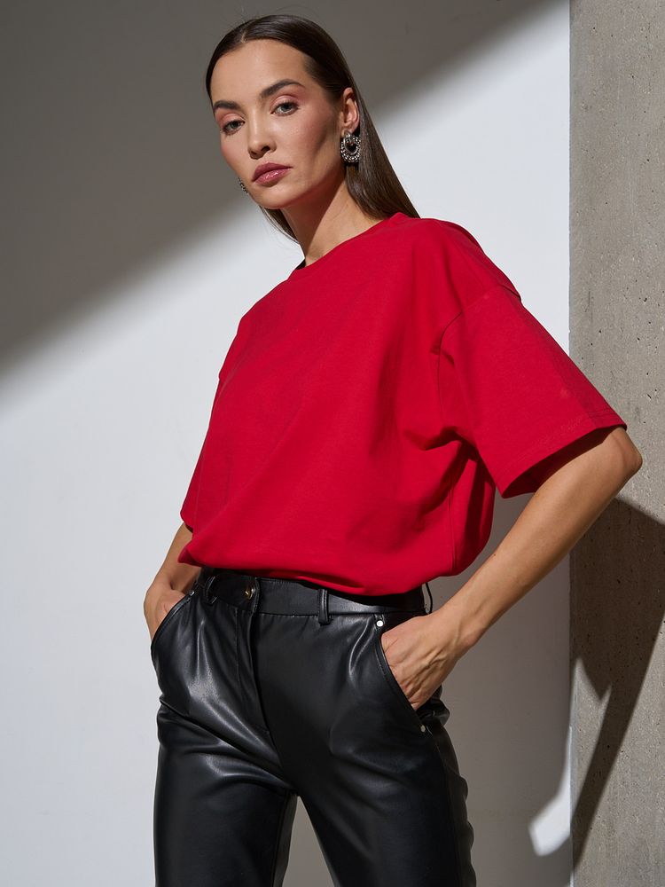 Футболка Oversize Premium, красная — изображение 4
