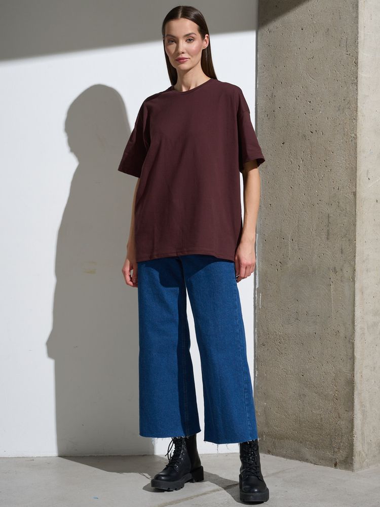 Футболка Oversize Premium, коричневая (шоколад) — изображение 6