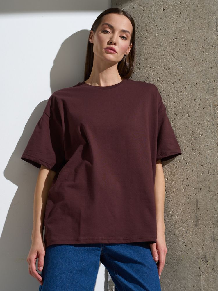 Футболка Oversize Premium, коричневая (шоколад) — изображение 4