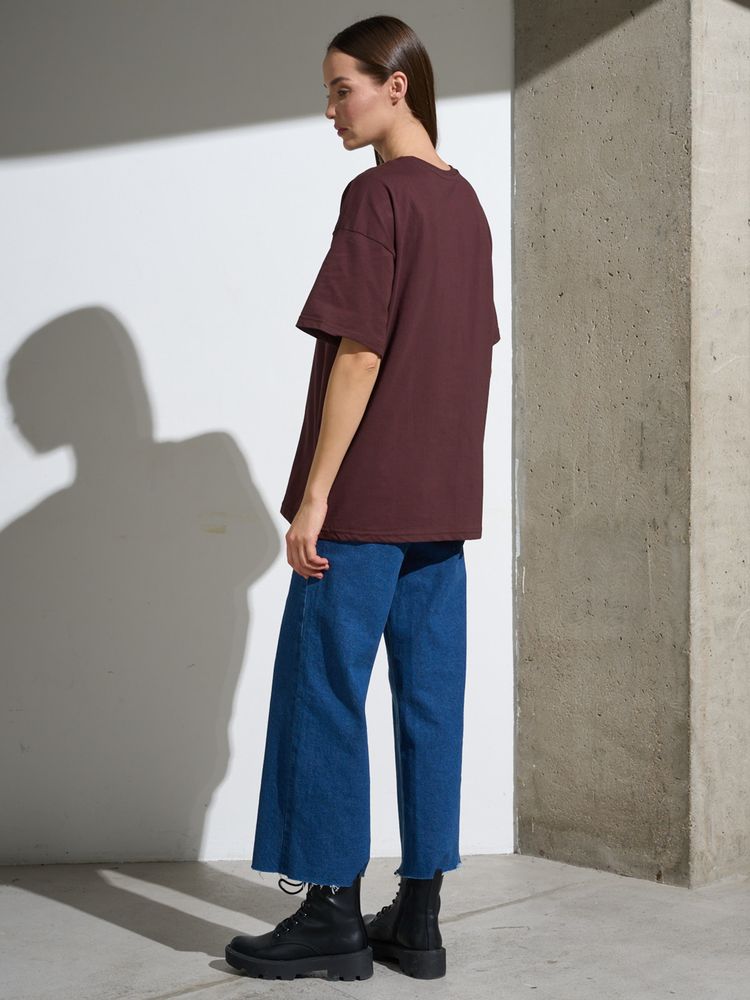 Футболка Oversize Premium, коричневая (шоколад) — изображение 7